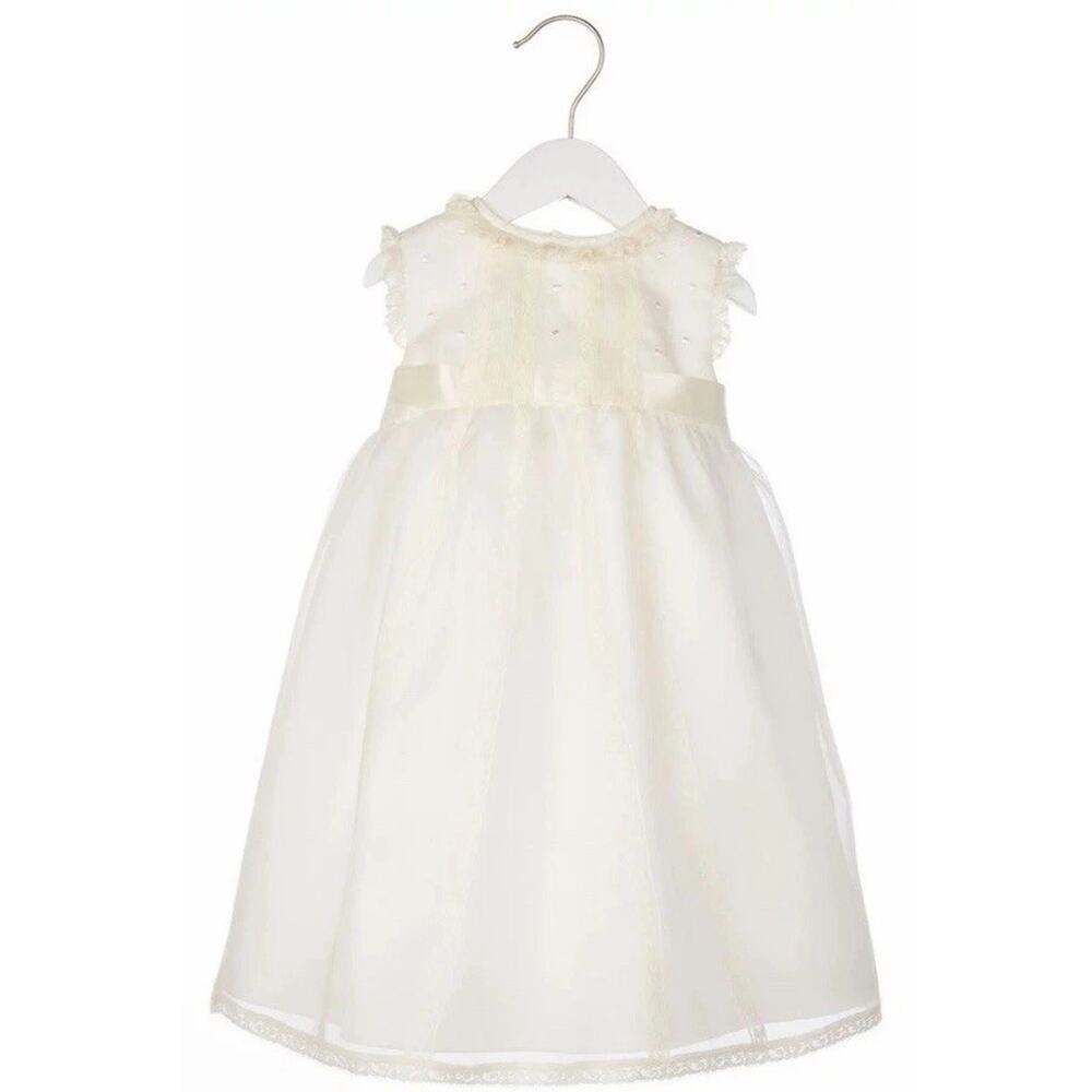 LULI & ME IVORY 100% SILK ORGANZA SPECIAL OCCASION DRESS Baby Girl 6 Month NWT